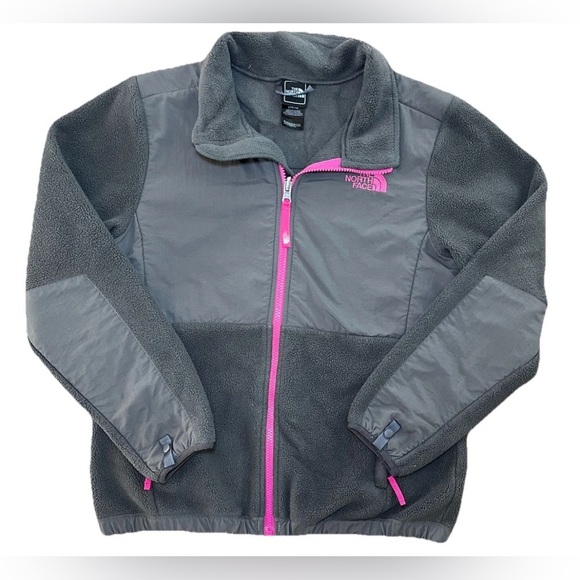 The North Face Denali Gray / Pink Fleece Jacket YOUTH SZ L 12 Polartec Recycled - Picture 1 of 11